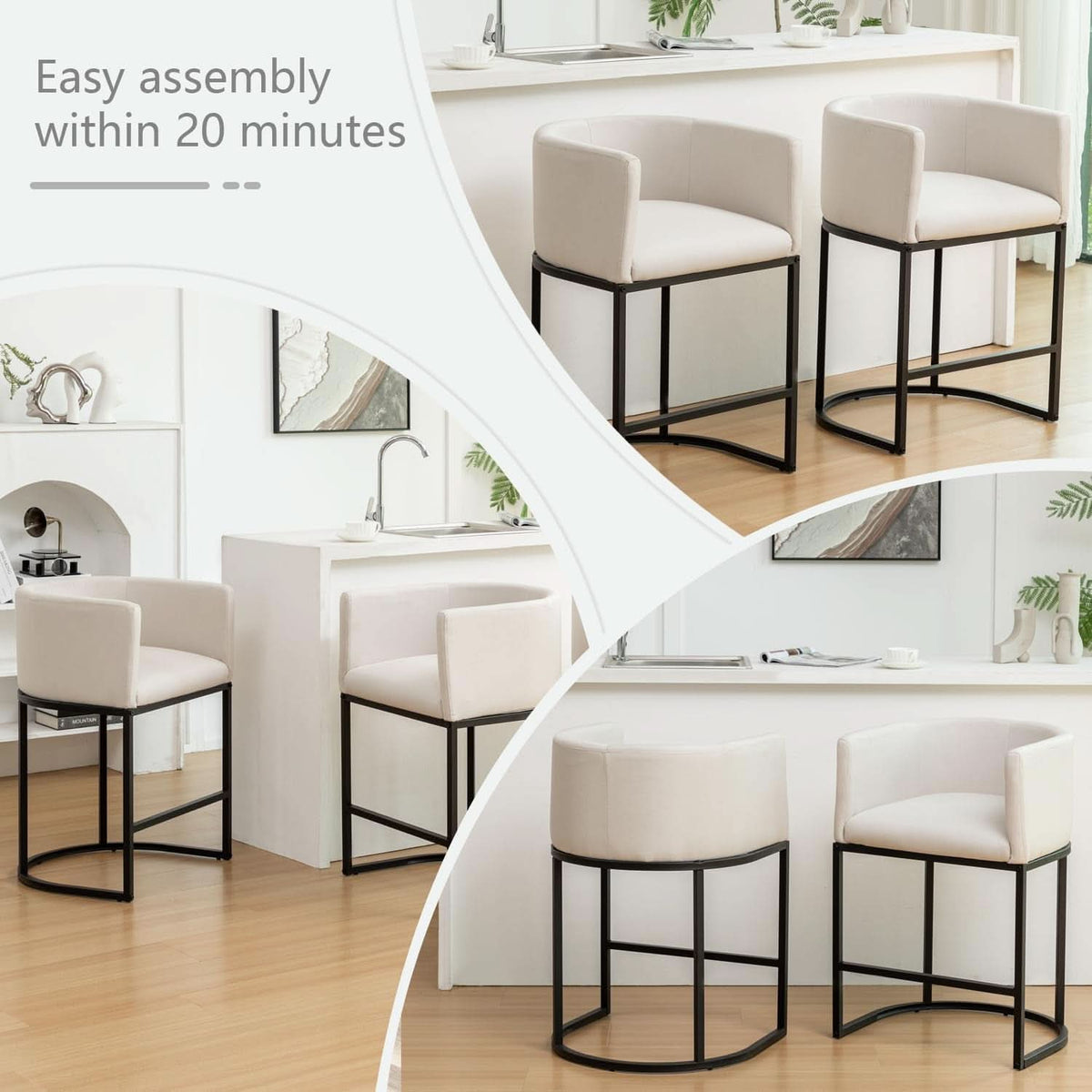 Modern Barrel Counter Height Bar Stools Set of Four by ShipItFurniture