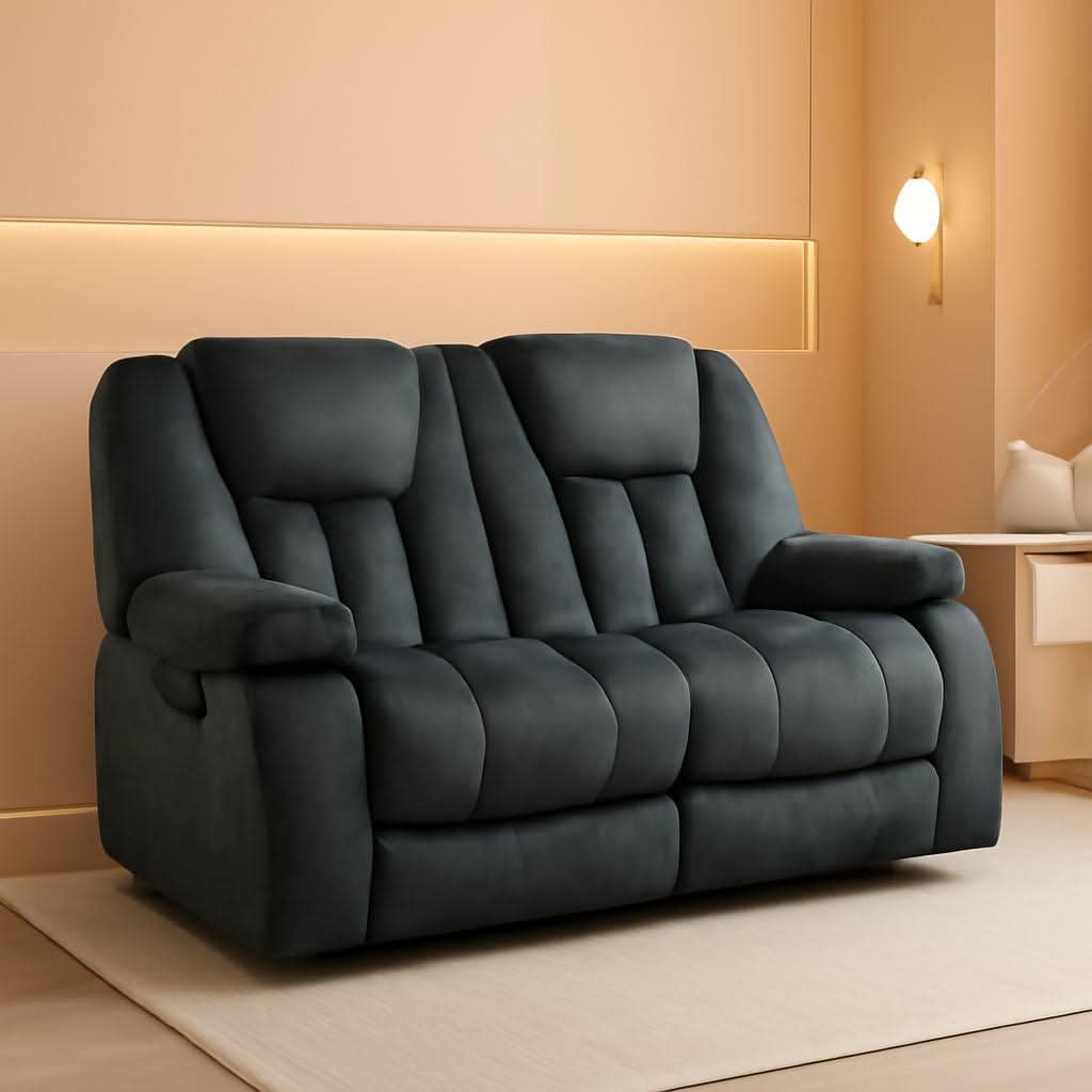 Grey Extra Wide Loveseat Recliner Sofa For Two Cup Holders by ShipItFurniture