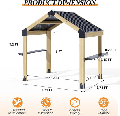 Outdoor Grill Gazebo Featuring Hardtop 7.7x5.7 Feet by ShipItFurniture