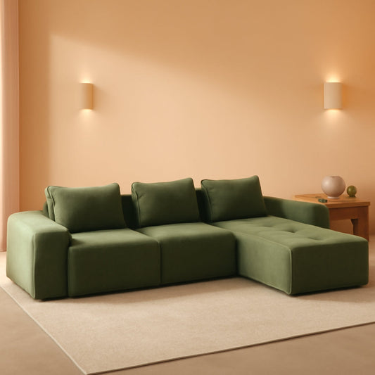 Green Corduroy 108 Inch Luxurious Sectional Sofa Set by ShipItFurniture