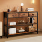 47-Inch Rustic Brown Console Table with 3 Drawers and Storage Shelves by ShipItFurniture