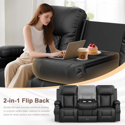 Three Seat Recliner Sofa With Flip Backrest And USB Ports by ShipItFurniture