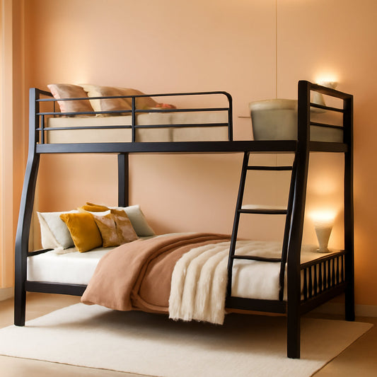 Full XL Over Queen Bunk Bed Black Heavy Duty Steel Frame by ShipItFurniture