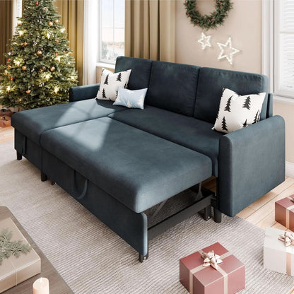 Dark Grey LShaped Convertible Sleeper Sofa Durable by ShipItFurniture