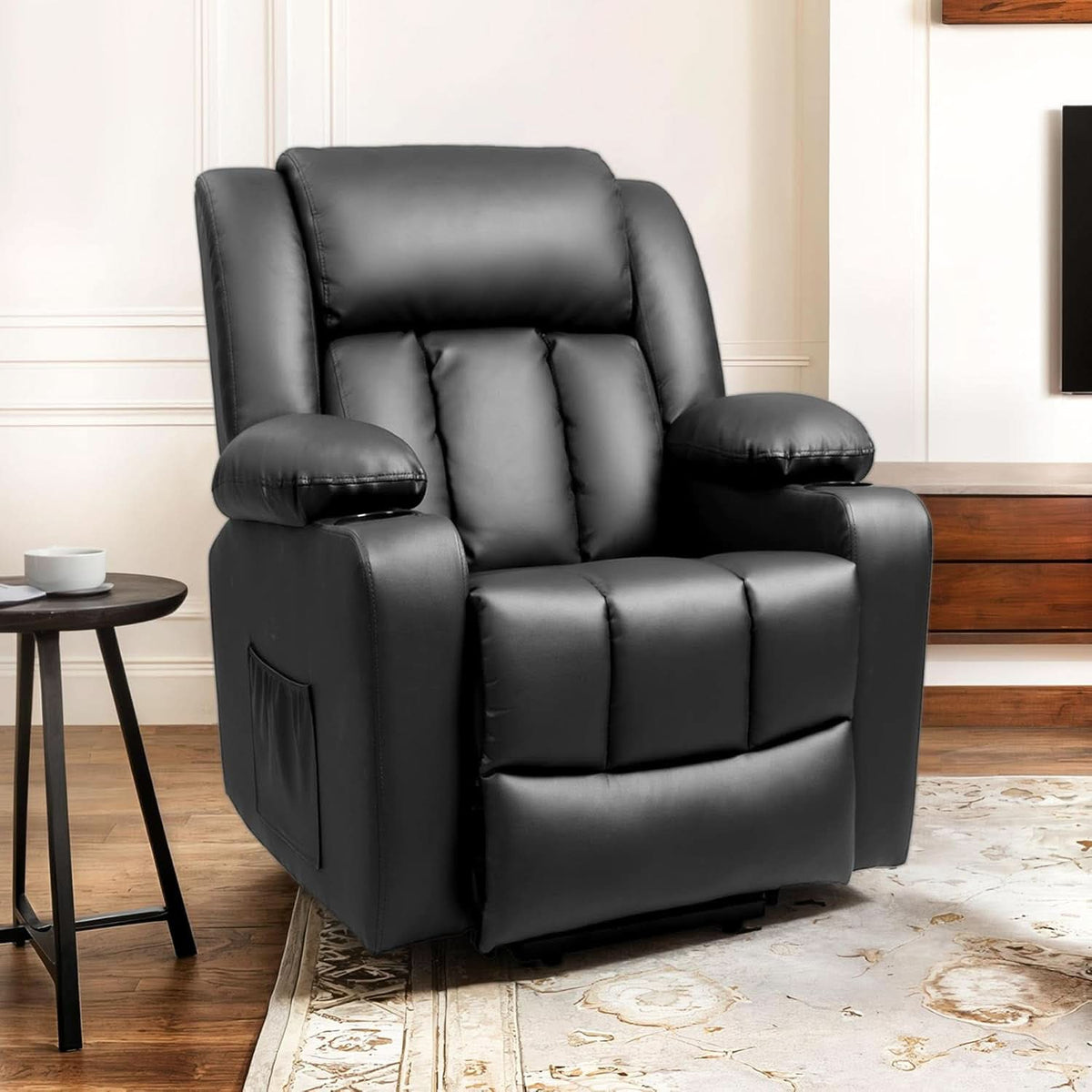 XL31 Power Lift Recliner For Elderly Black Massage by ShipItFurniture