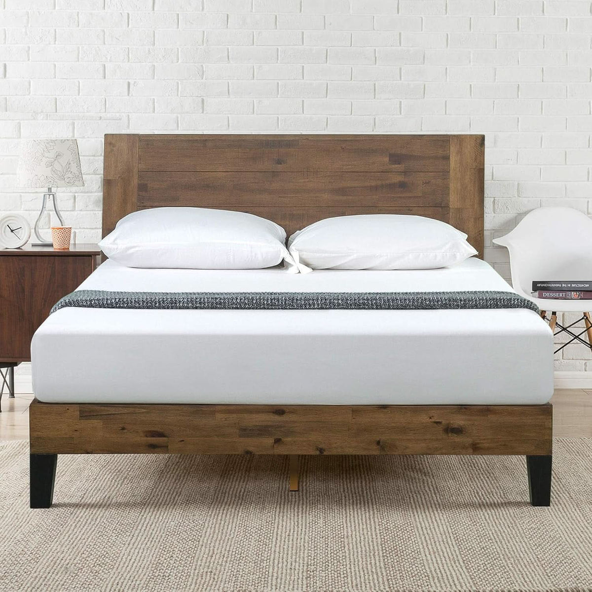 Queen Size Solid Wood Platform Bed Frame With Headboard by ShipItFurniture
