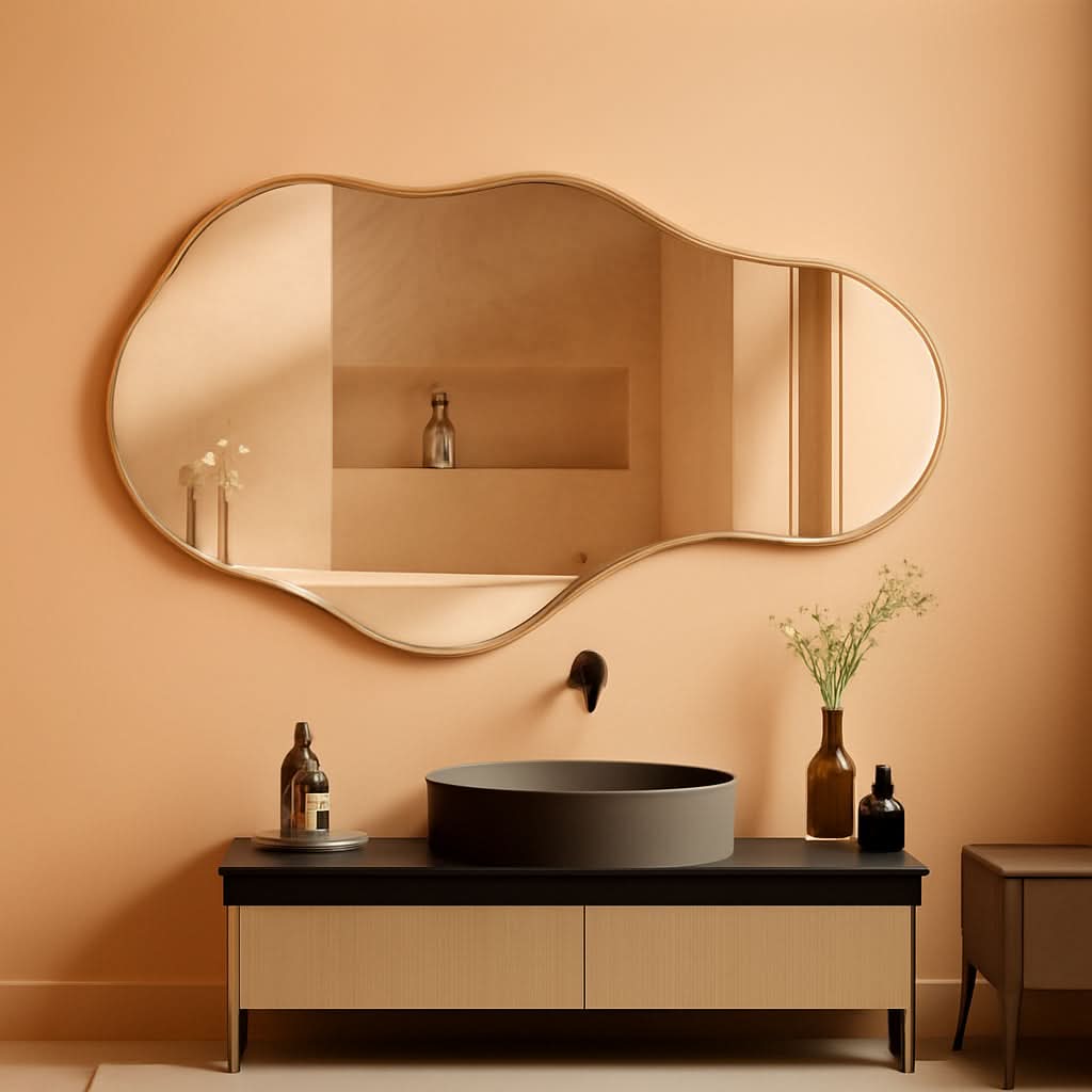 22X36 Irregular Wall Mirror Gold Aluminum Decorative by ShipItFurniture