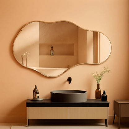 22X36 Irregular Wall Mirror Gold Aluminum Decorative by ShipItFurniture