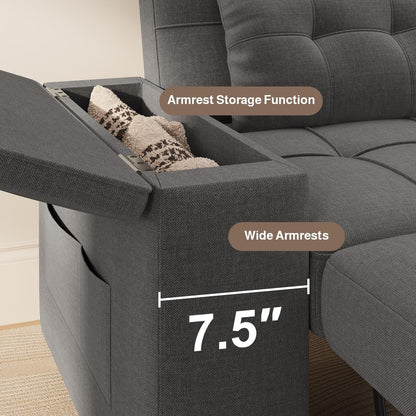 87 Inch Convertible Sofa Bed With Adjustable Backrest by ShipItFurniture