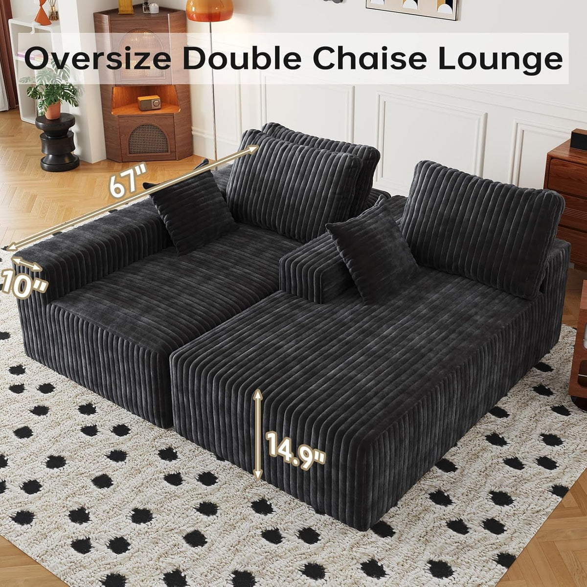 108-Inch Modular Sectional Couch With Oversized Chaise by ShipItFurniture