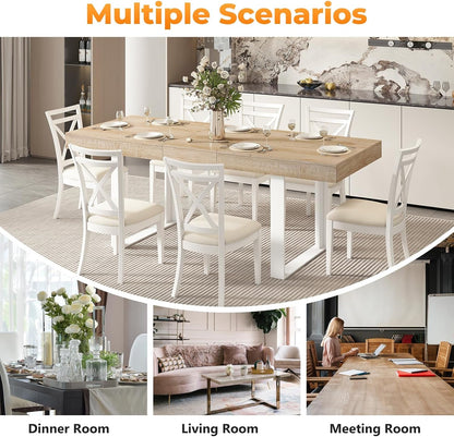 Extendable Dining Table White Oak Rectangular Farmhouse by ShipItFurniture