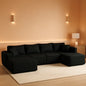Corduroy Black UShaped 146Inch Modular Sectional Sofa by ShipItFurniture