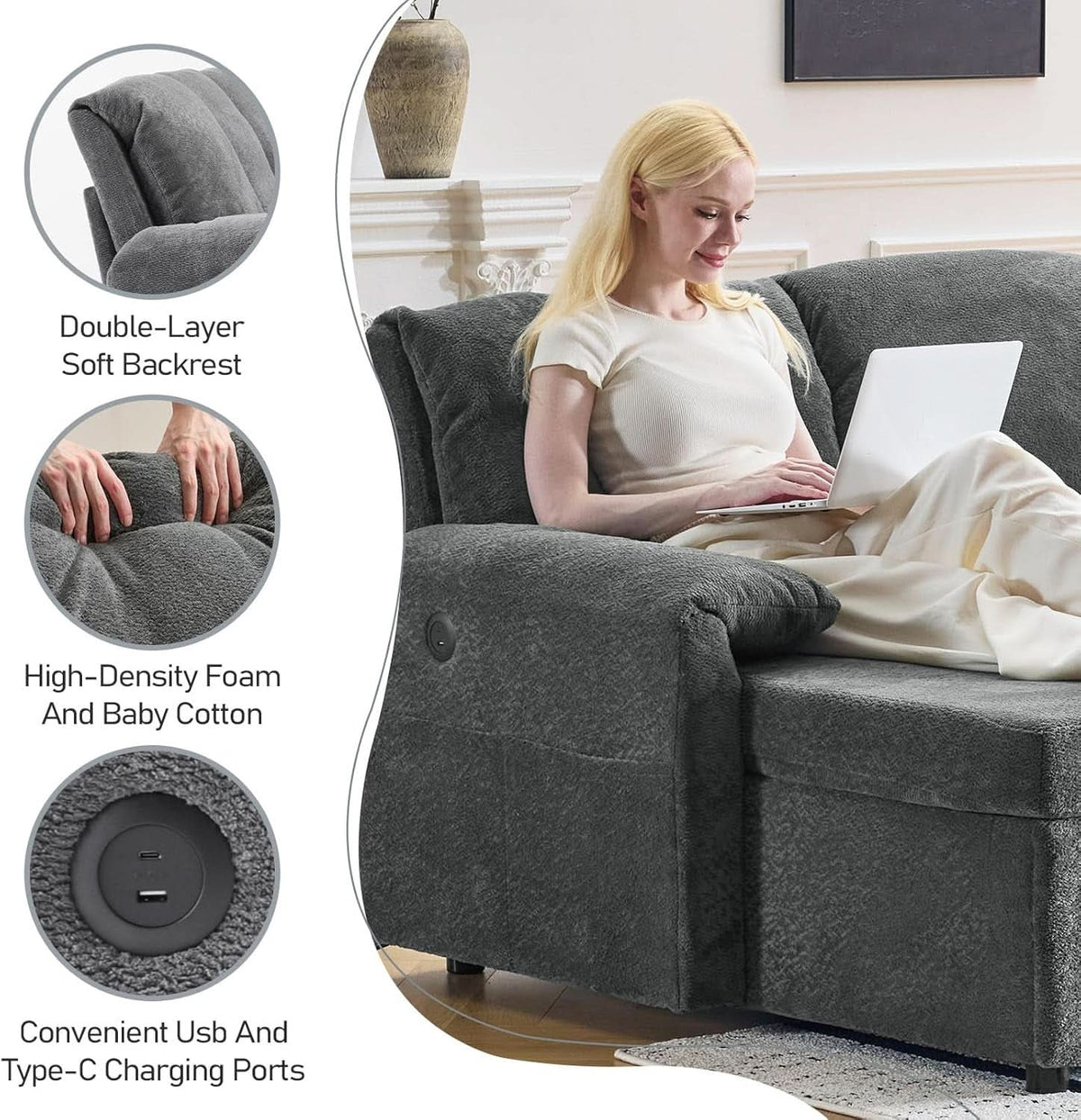 Convertible Sofa Bed With CloudLike Storage Chaise by ShipItFurniture