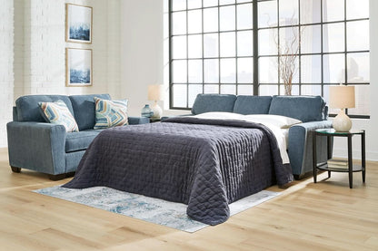 Blue Queen Stainresistant Memory Foam Sleeper Sofa by ShipItFurniture