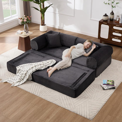 79 Inch Convertible Sofa Bed Black Luxurious Comfort by ShipItFurniture