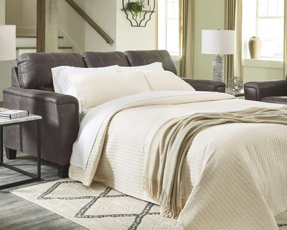 Queen Faux Leather Contemporary Sleeper Couch Gray by ShipItFurniture