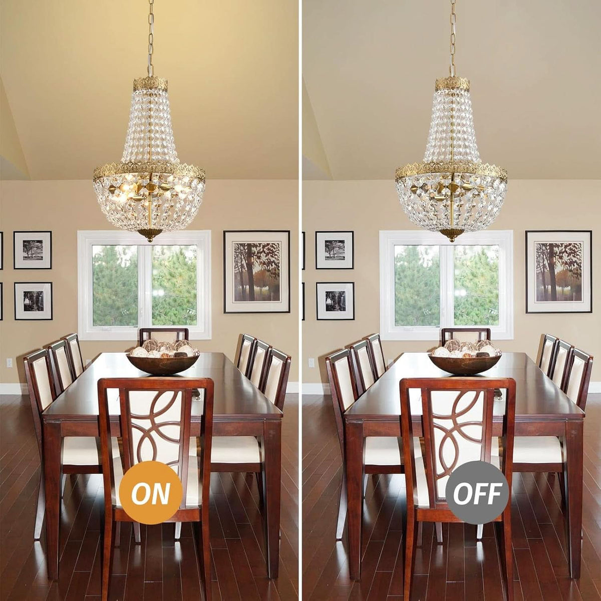 Antique Brass Crystal Chandelier Four Light Pendant by ShipItFurniture