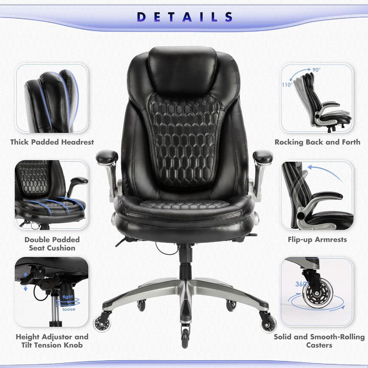Ergonomic High Back Leather Office Chair For Home Use by ShipItFurniture