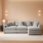 111 Inch L Shaped Modern Glam Sofa Sectional With Ottoman Cloud Foam Cushions Grey Chenille by ShipItFurniture