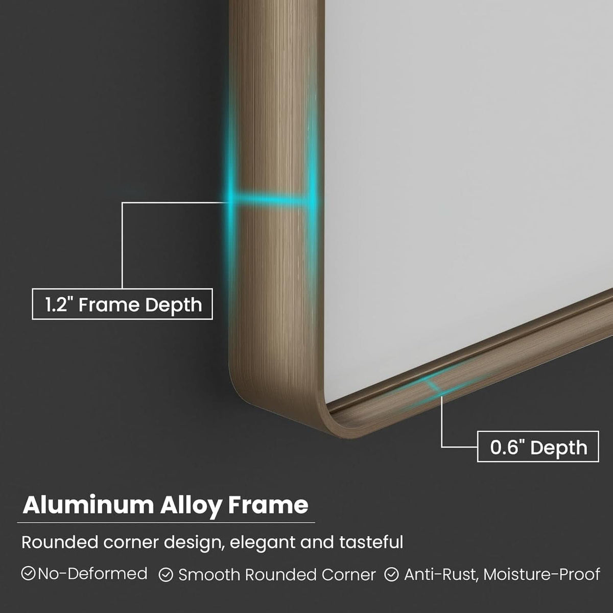 Bronze Bathroom Mirror 55x36 Inch Brushed Bronze Frame by ShipItFurniture