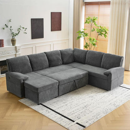 Convertible Sofa Bed With CloudLike Storage Chaise by ShipItFurniture