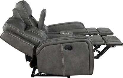 Gray Faux Leather Reclining Loveseat With Manual Recline by ShipItFurniture