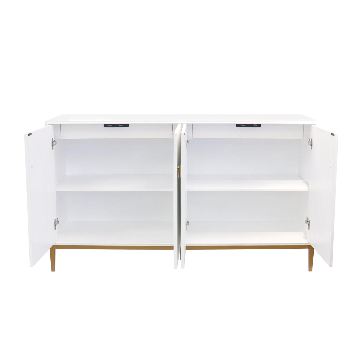 Canvello Victoria Ivory Sideboard, 4 Doors, 2 Drawer with Bronze Metal Frame by Canvellollc