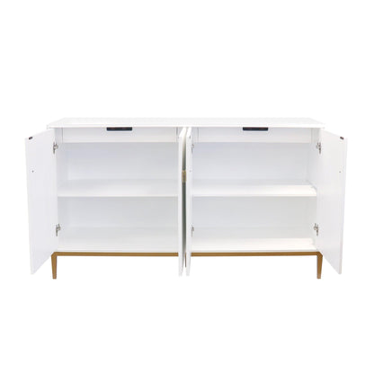 Canvello Victoria Ivory Sideboard, 4 Doors, 2 Drawer with Bronze Metal Frame by Canvellollc