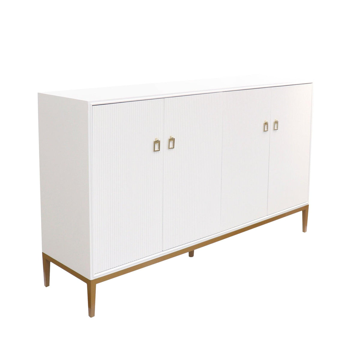Canvello Victoria Ivory Sideboard, 4 Doors, 2 Drawer with Bronze Metal Frame by Canvellollc