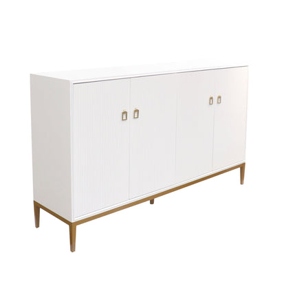 Canvello Victoria Ivory Sideboard, 4 Doors, 2 Drawer with Bronze Metal Frame by Canvellollc