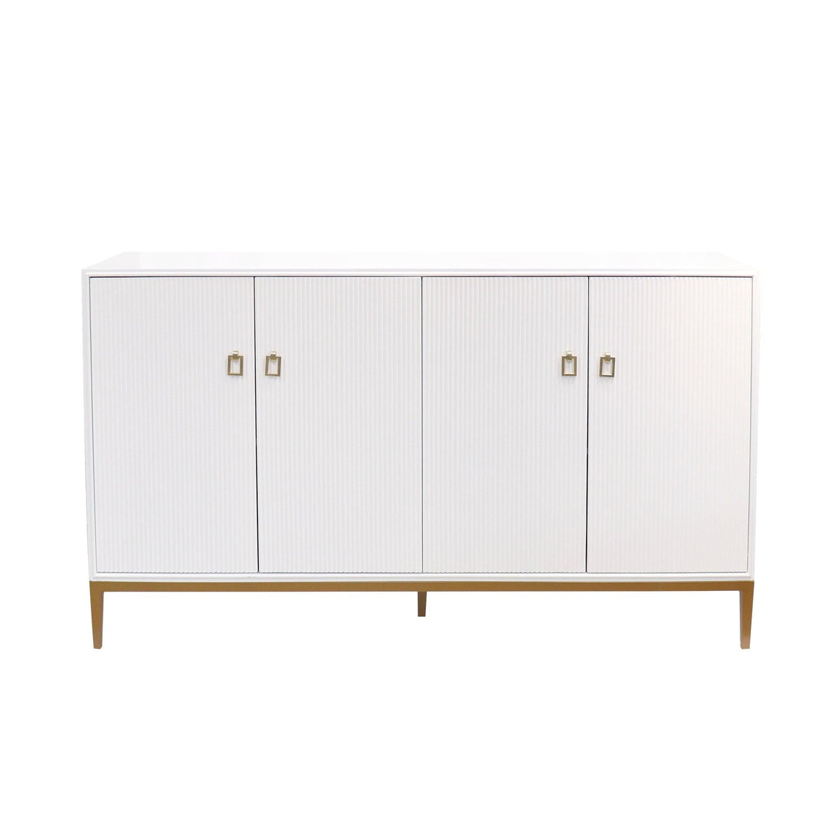 Canvello Victoria Ivory Sideboard, 4 Doors, 2 Drawer with Bronze Metal Frame by Canvellollc