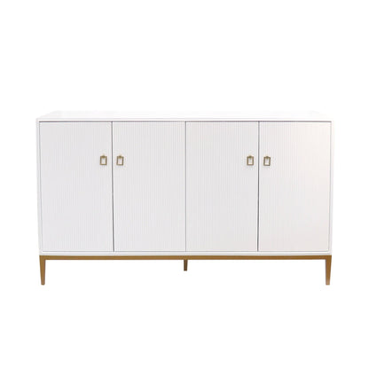 Canvello Victoria Ivory Sideboard, 4 Doors, 2 Drawer with Bronze Metal Frame by Canvellollc