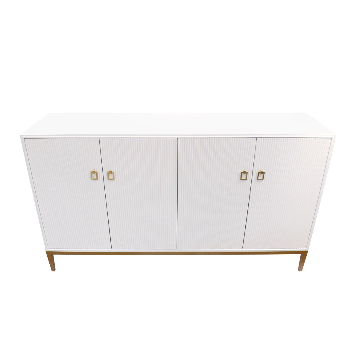 Canvello Victoria Ivory Sideboard, 4 Doors, 2 Drawer with Bronze Metal Frame by Canvellollc