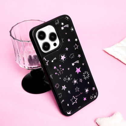 Casey Reduced Star Pink Twinkling Stars AG Matte Phone Case – Magnetic Anti-Fingerprint Protective Cover by CASEY