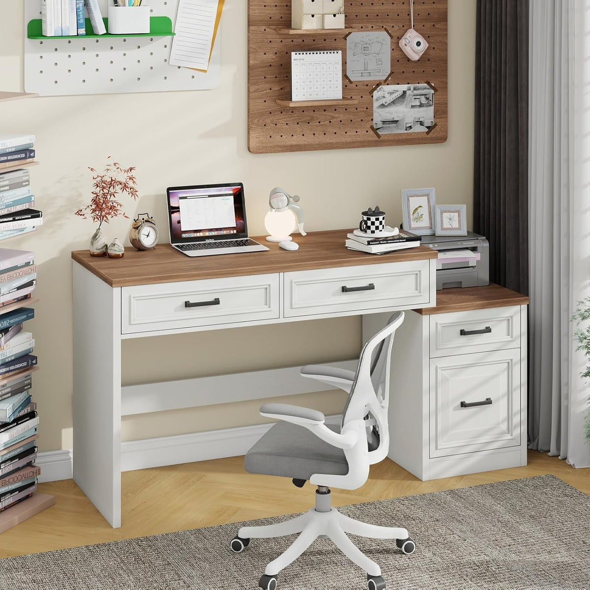 61 Inch Distressed Farmhouse Computer Desk Storage by ShipItFurniture