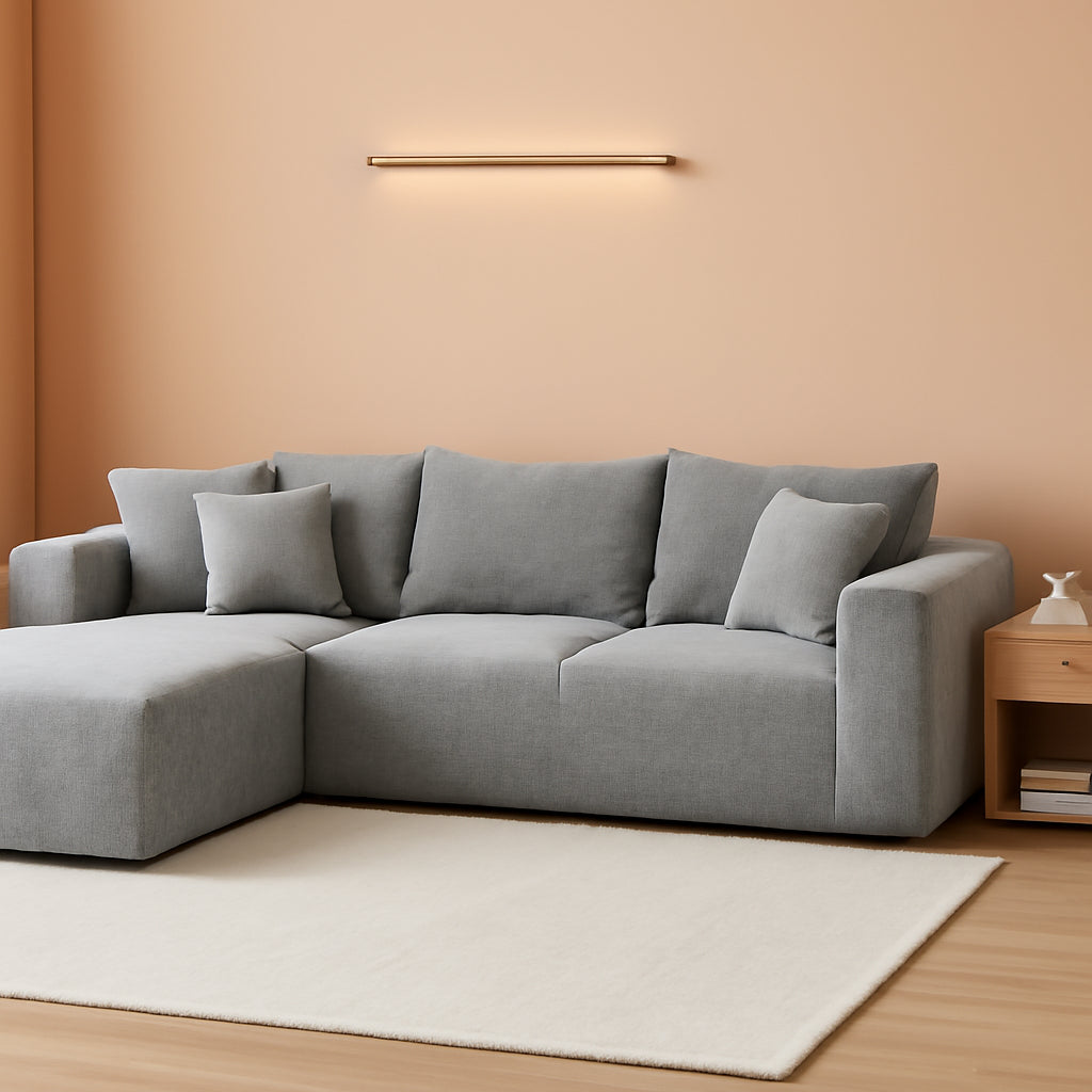 108 Inch Grey Chenille Cloud Sectional Sofa With Deep Seat by ShipItFurniture
