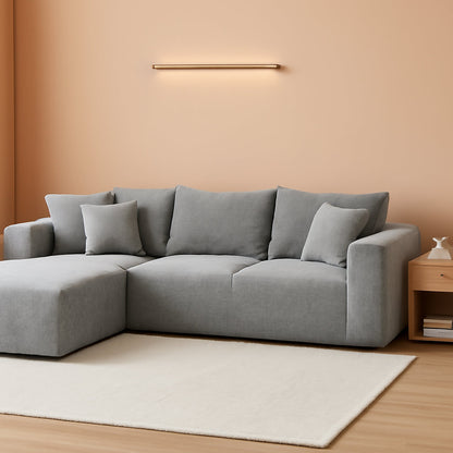 108 Inch Grey Chenille Cloud Sectional Sofa With Deep Seat by ShipItFurniture