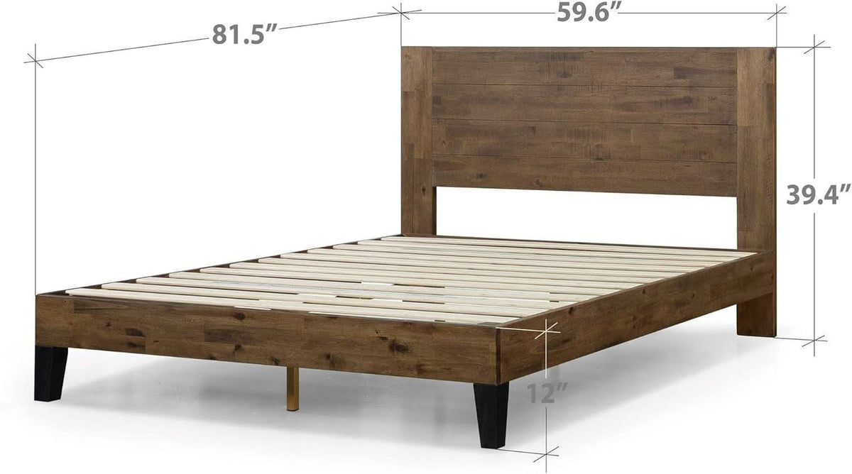 Queen Size Solid Wood Platform Bed Frame With Headboard by ShipItFurniture