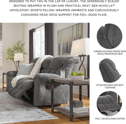 Gray Manual Reclining Sofa Stain Resistant Upholstery by ShipItFurniture