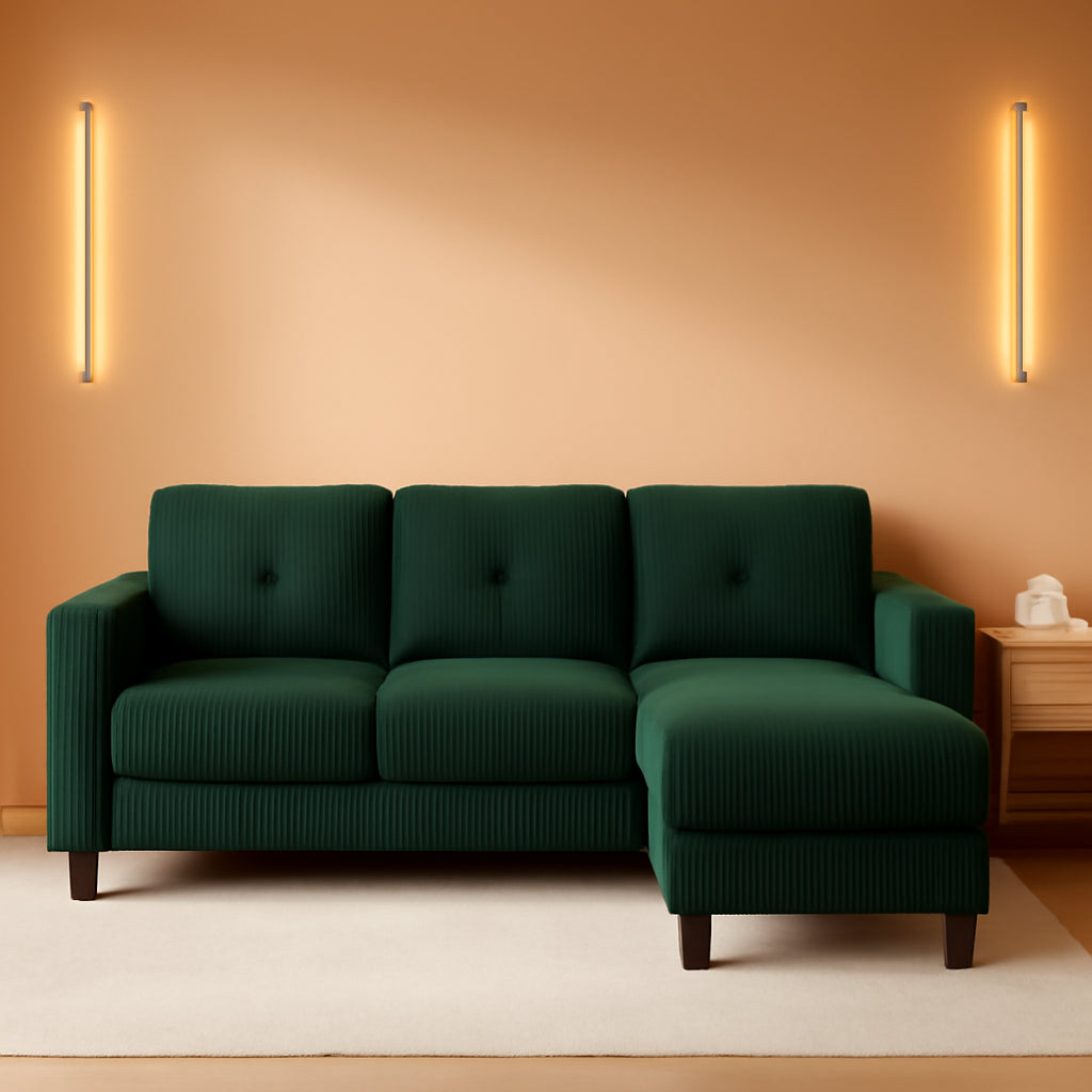 Green 76 Inches Upholstered Sectional Sofa Storage by ShipItFurniture