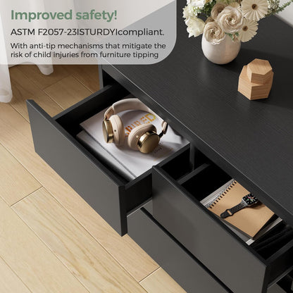 Black Seven Drawer Contemporary Wooden Dresser Bedroom by ShipItFurniture