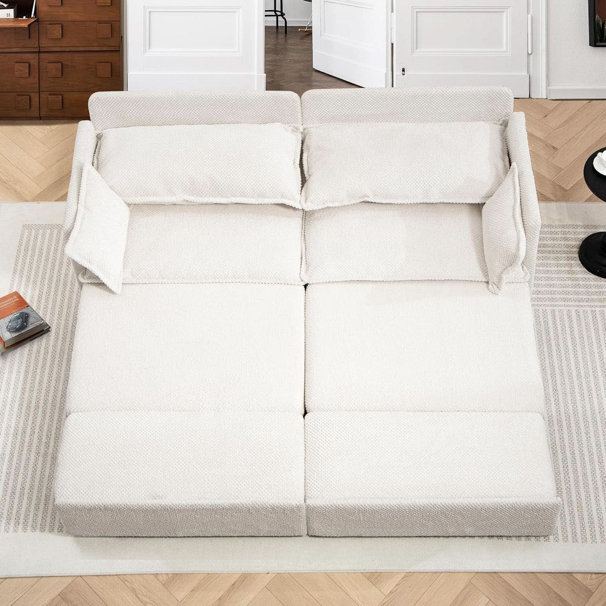 Convertible King Sofa Bed with USB Charging and Pockets by ShipItFurniture