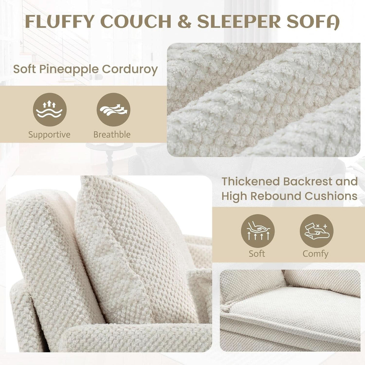 Convertible King Sofa Bed with USB Charging and Pockets by ShipItFurniture