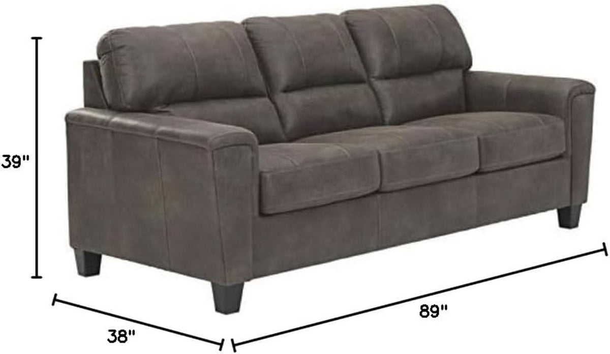 Queen Faux Leather Contemporary Sleeper Couch Gray by ShipItFurniture