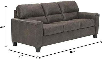 Queen Faux Leather Contemporary Sleeper Couch Gray by ShipItFurniture