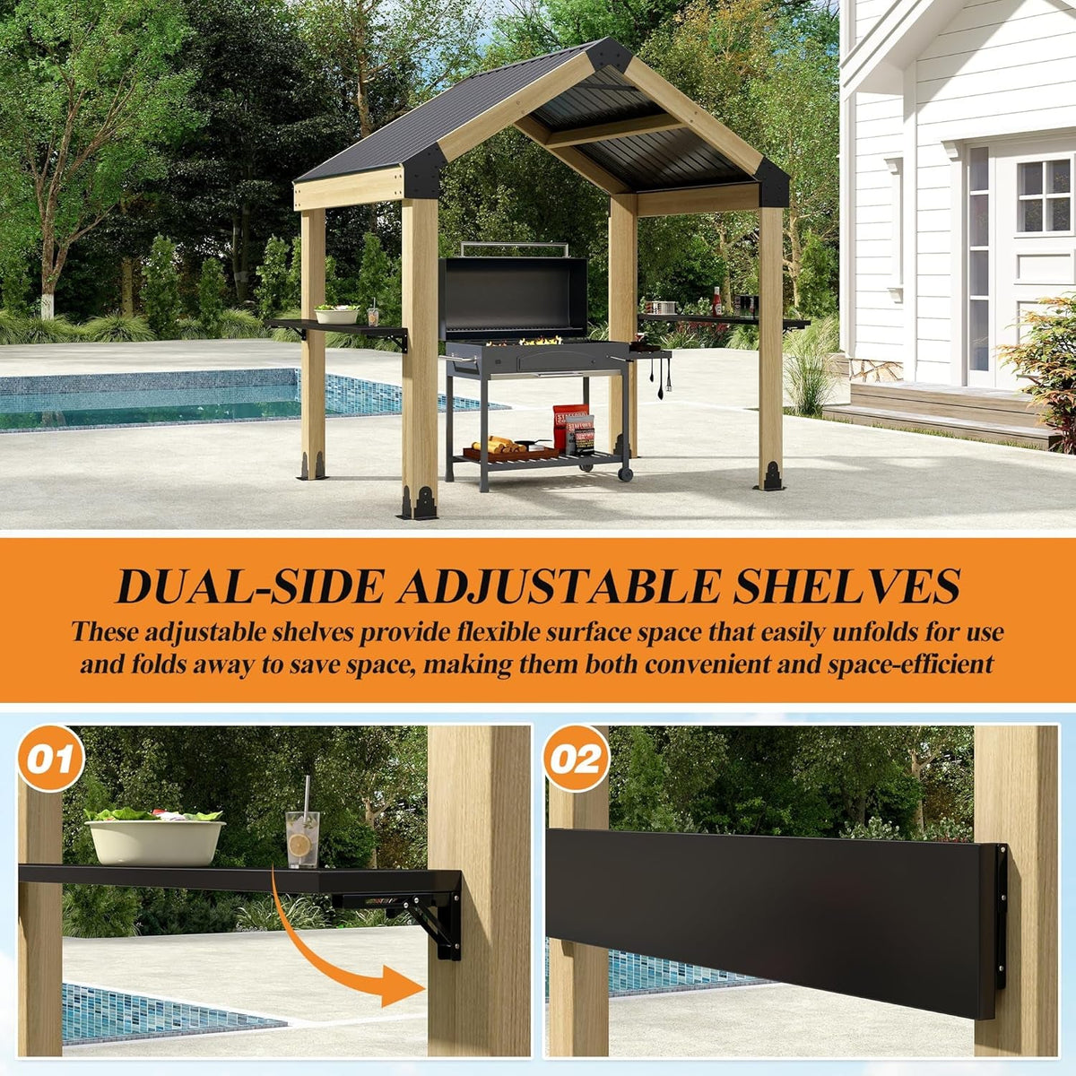 Outdoor Grill Gazebo Featuring Hardtop 7.7x5.7 Feet by ShipItFurniture