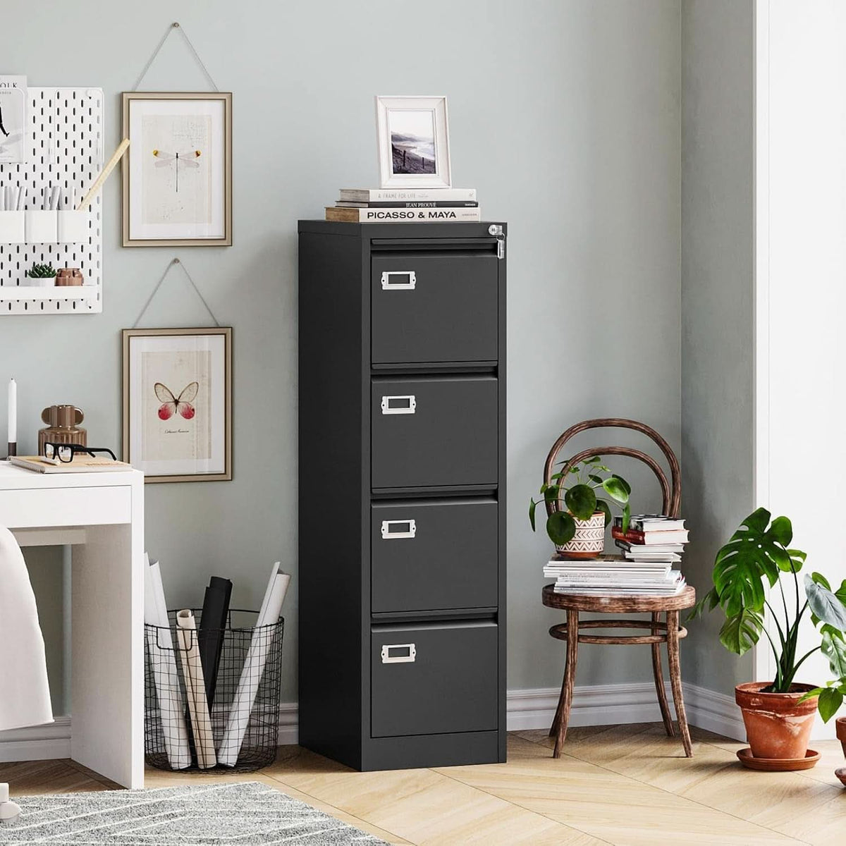 Four Drawer Filing Cabinet With Lock For Home Office by ShipItFurniture