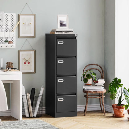 Four Drawer Filing Cabinet With Lock For Home Office by ShipItFurniture