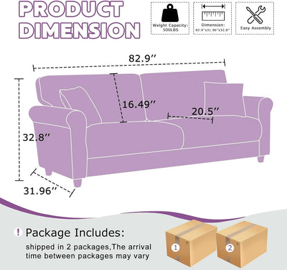 Deluxe Velvet 83 Inches Luxury Loveseat Purple Shade by ShipItFurniture