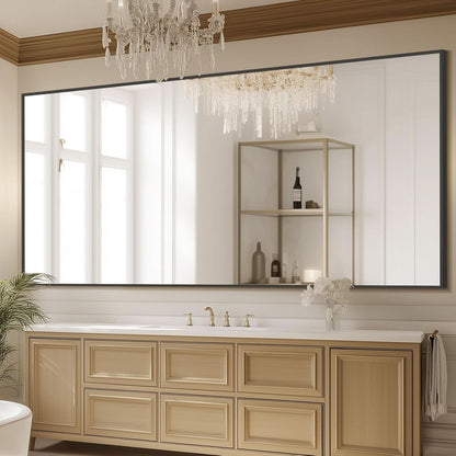 82x44Inches Full Length Arched Frame Floor Mirror Black by ShipItFurniture